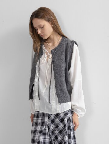IT_Ribbon knit vest_GRAY