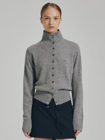 터틀넥 울 가디건 - 멜란지 그레이 / Tultleneck Wool Cardigan - M. Gray

