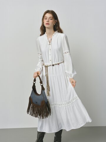 WD_Vacation ruffle v-neck dress