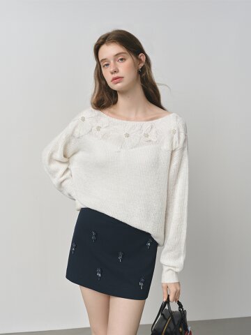WD_Pearl flower knit top