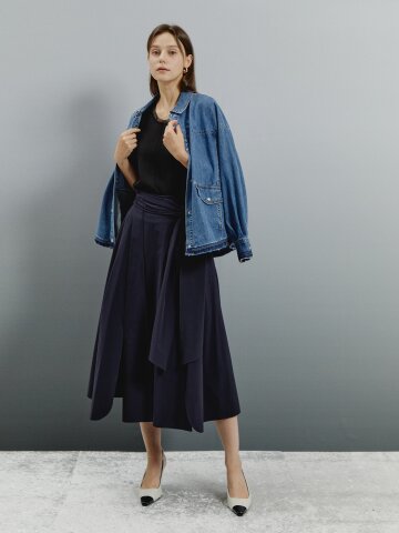 무드랩 프론트 드레이프 스커트 