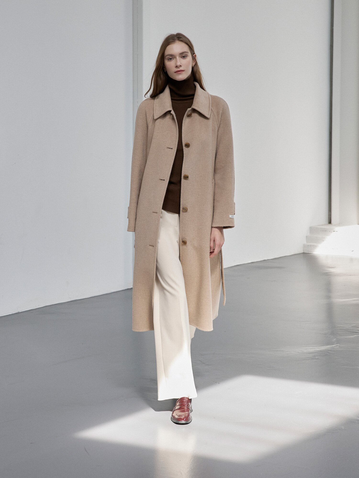 캐시미어 벨티드 발마칸 핸드메이드 코트 (BEIGE)