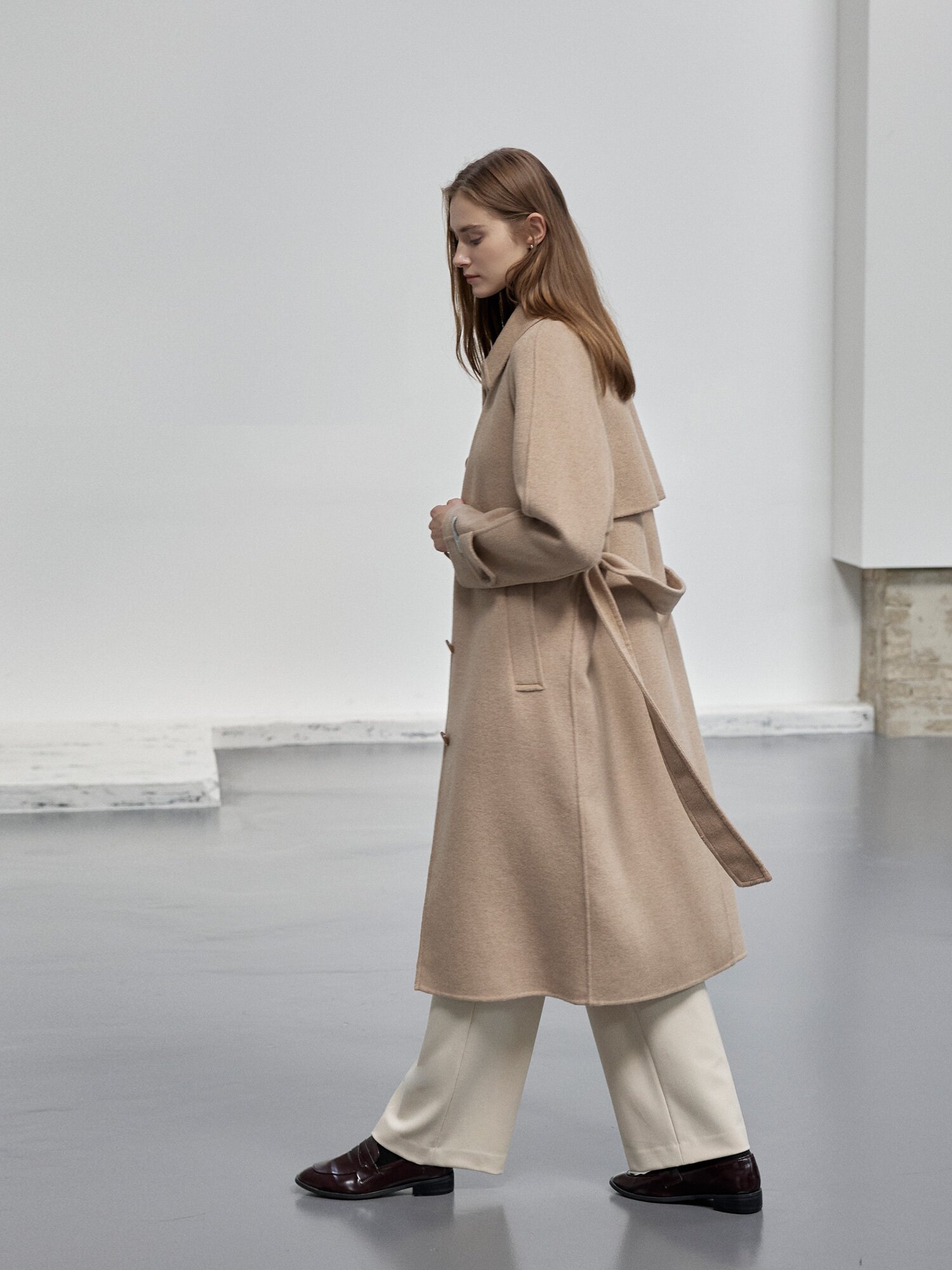 캐시미어 벨티드 발마칸 핸드메이드 코트 (BEIGE)