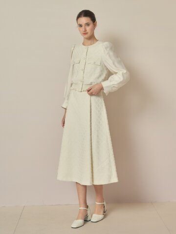 자카드 글리터 플레어 스커트 