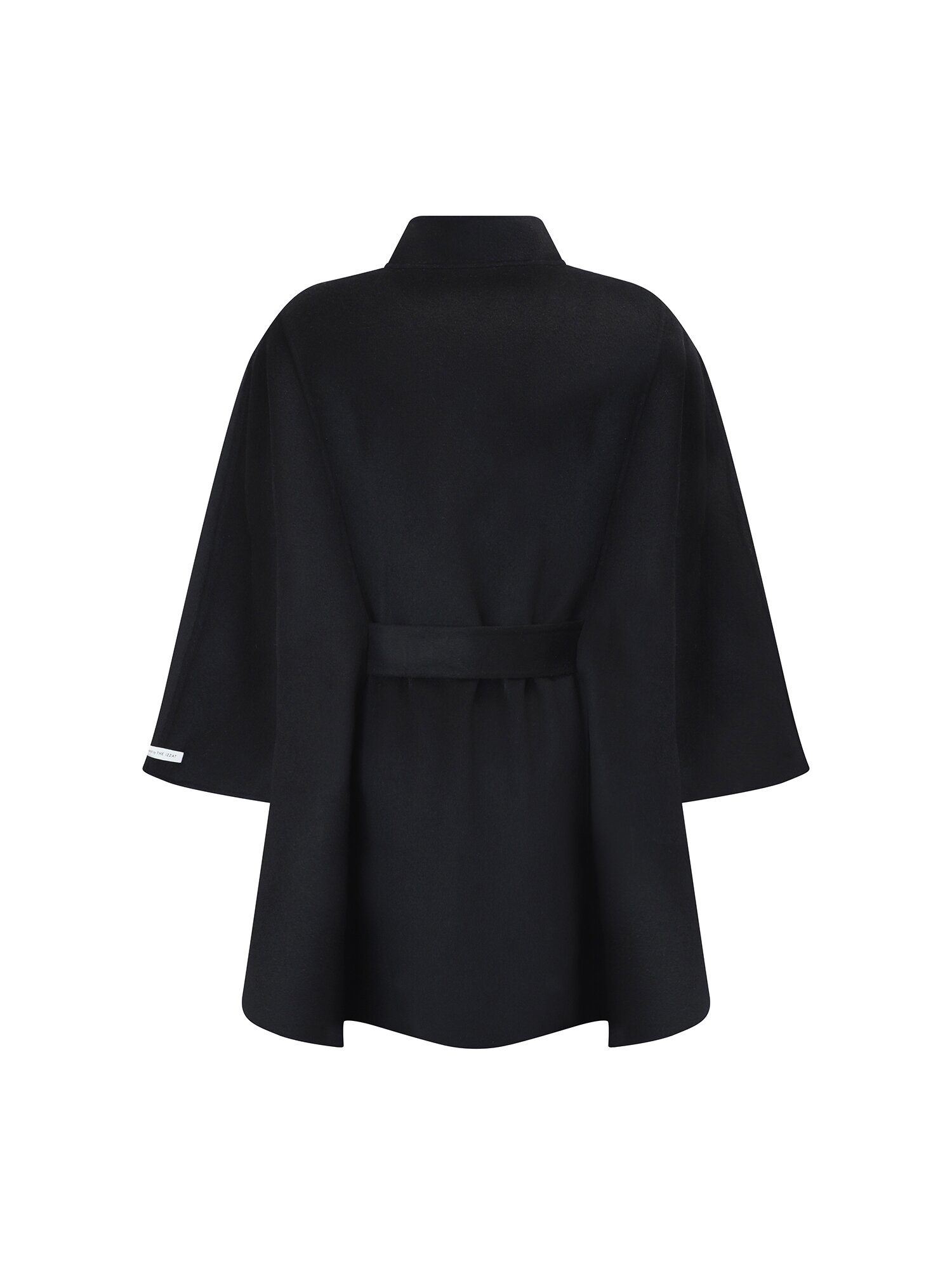 울 벨티드 하이넥 핸드메이드 케이프 코트 (BLACK)