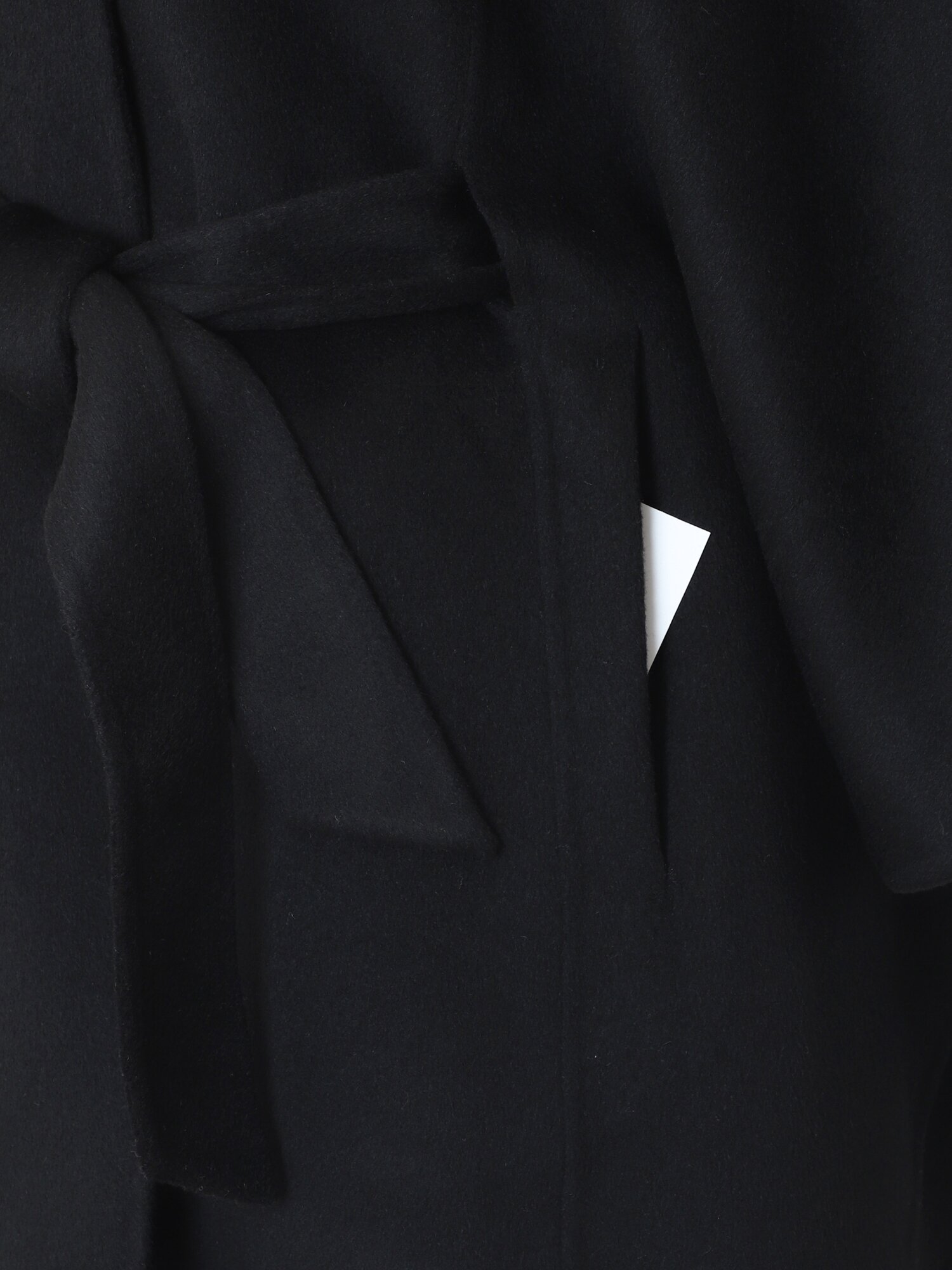 울 벨티드 하이넥 핸드메이드 케이프 코트 (BLACK)