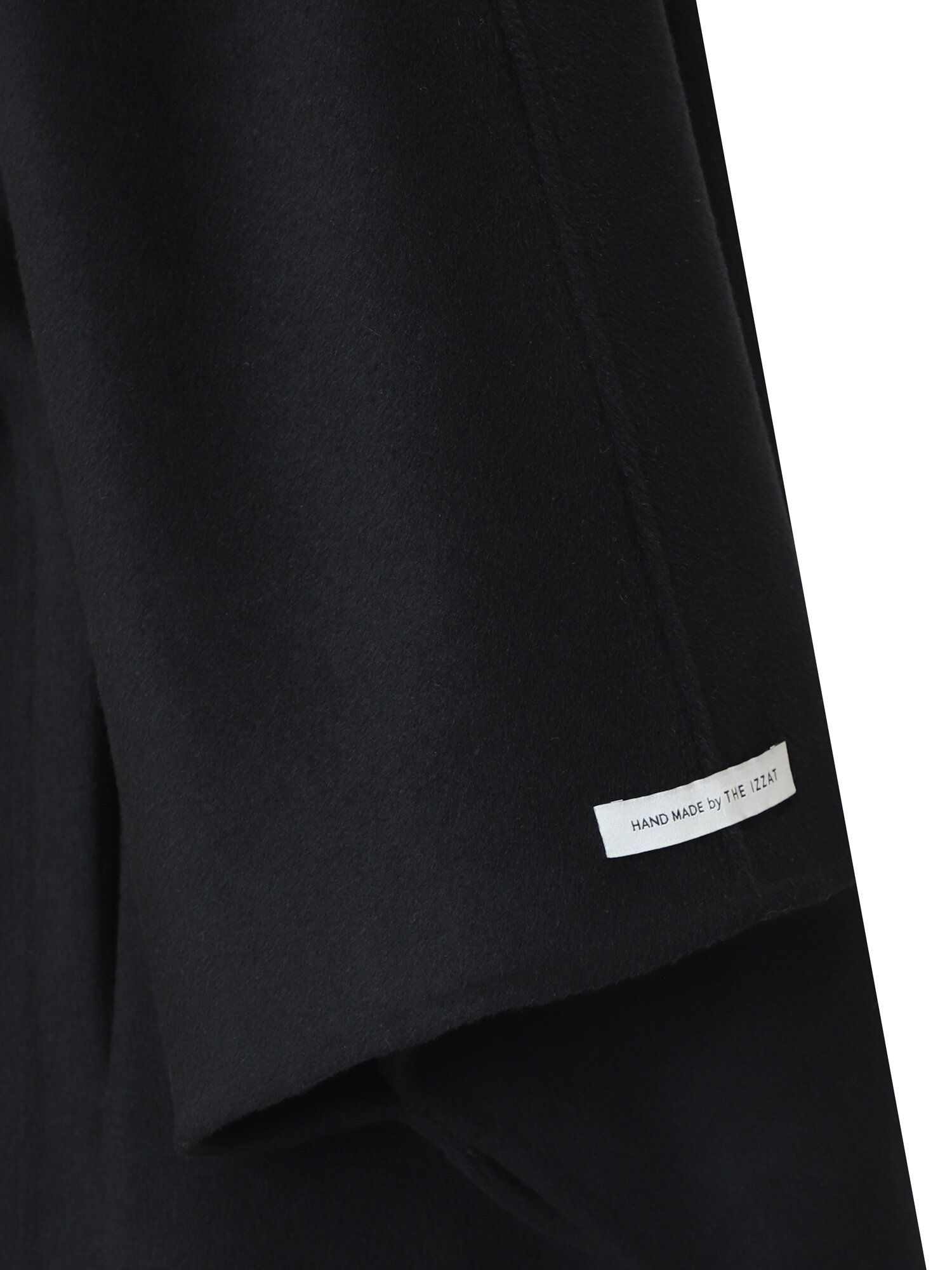 울 벨티드 하이넥 핸드메이드 케이프 코트 (BLACK)