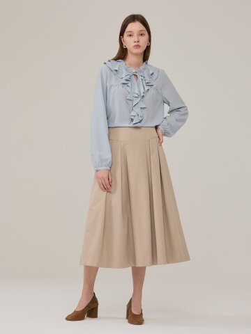 [코엣] 플리츠 롱 스커트 베이지
