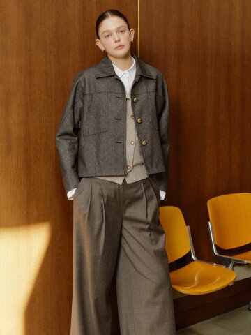 스팽글 버튼 포인트 데님 재킷 