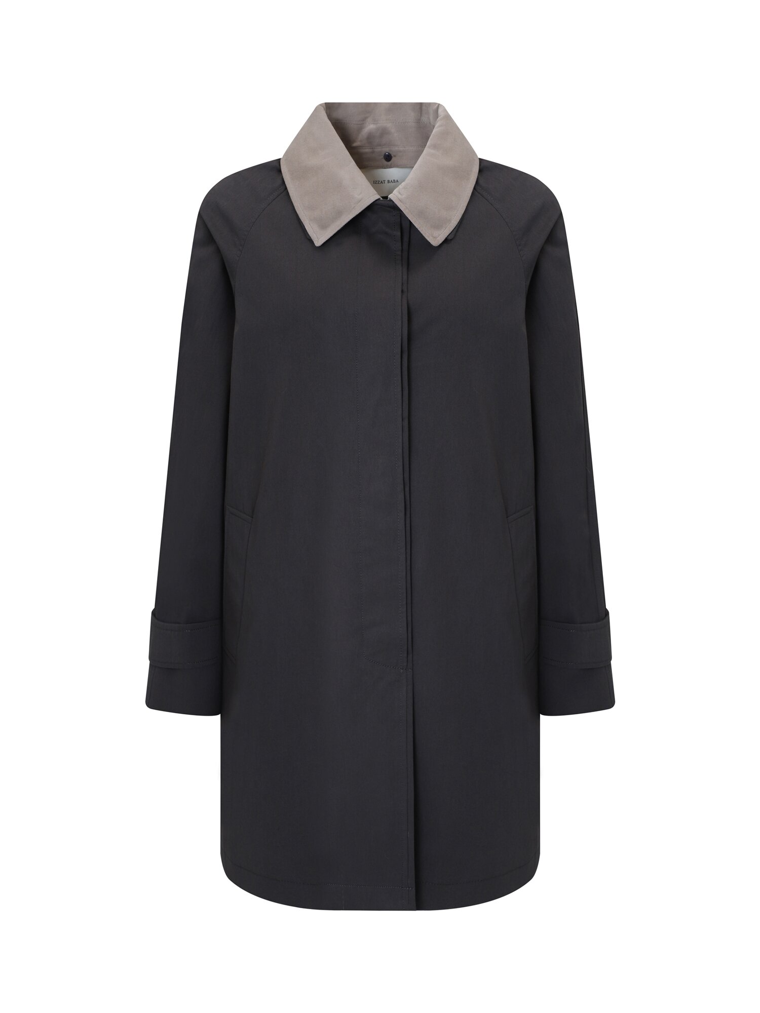 코튼 블렌드 디터쳐블 칼라 트렌치 코트 (DARK GREY)