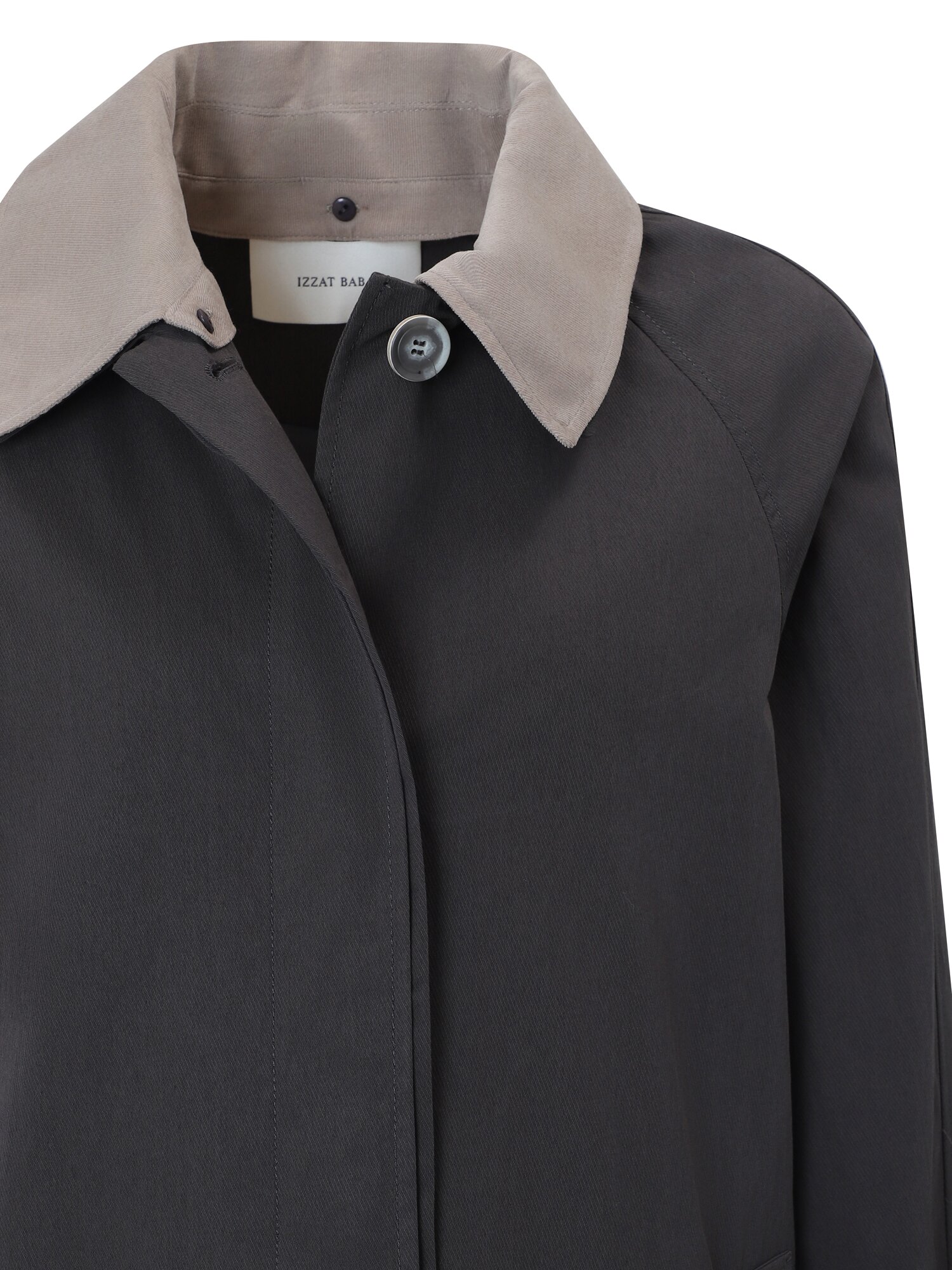 코튼 블렌드 디터쳐블 칼라 트렌치 코트 (DARK GREY)