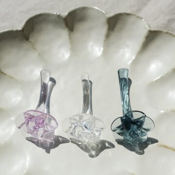 [스가하라] 플라워 유리 수저받침 (컬러 3종) - 젓가락받침