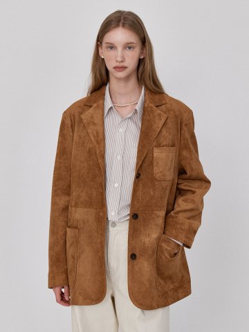 Suede Blazer Jacket - Brown