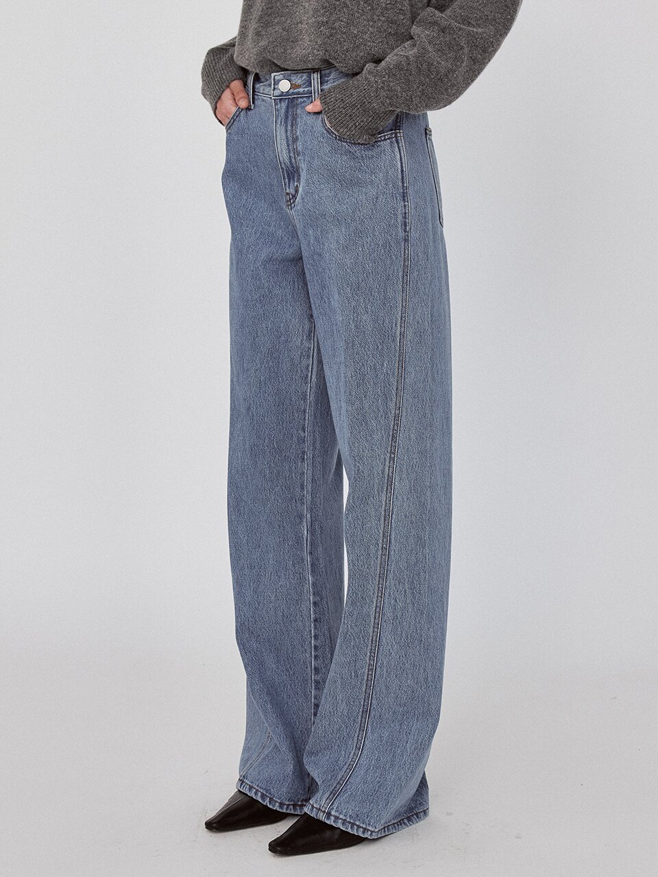 Shape Curved Denim pants - Deep Blue