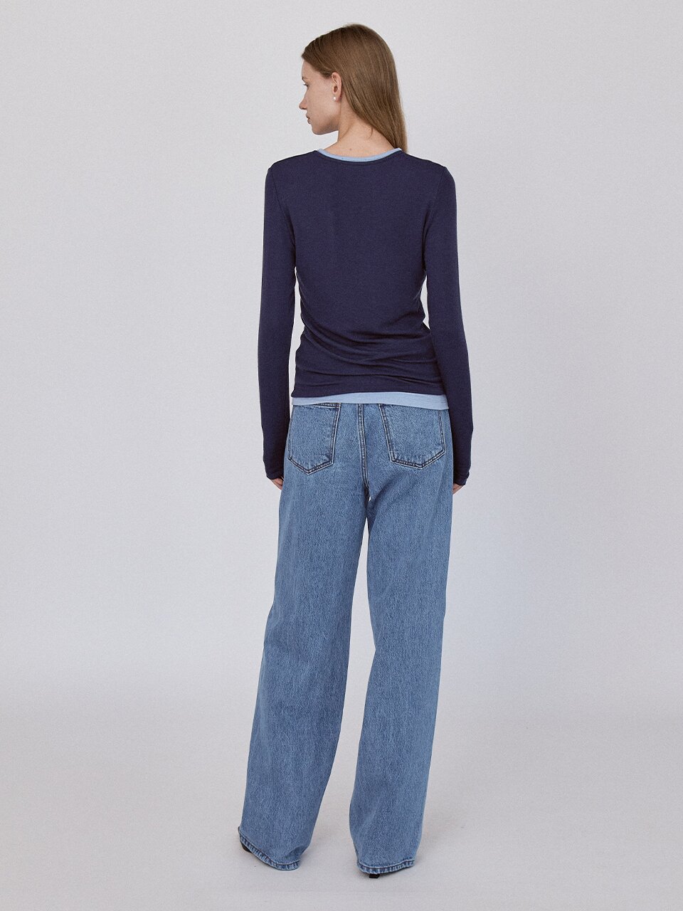 Shape Curved Denim pants - Deep Blue