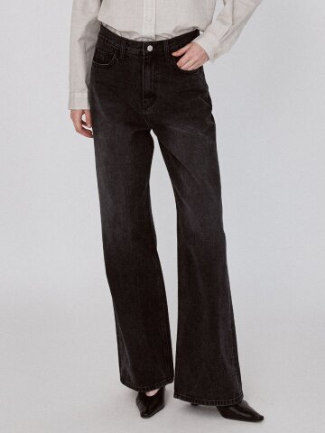 Wide Washing Denim pants - Black
