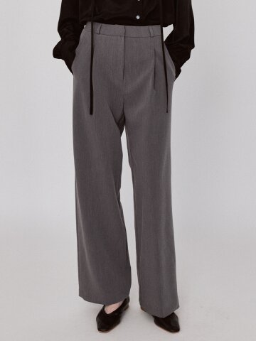 Classic One Tuck Wide Slacks - Gray