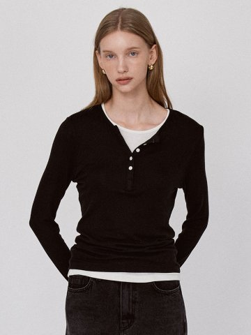 Basic Layered Panel T-Shirt - Black