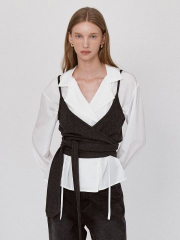 V-neck Strap Sleeveless - Charcoal