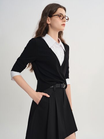 AR_Commuter fake two-piece knit top