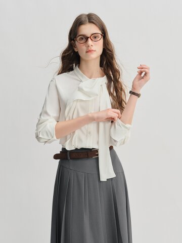 AR_Simple scarf collar shirt