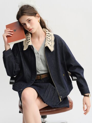 AR_Crochet collar denim jacket