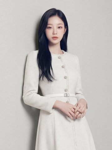 울 블렌드 트위드 라운드넥 플레어 원피스 