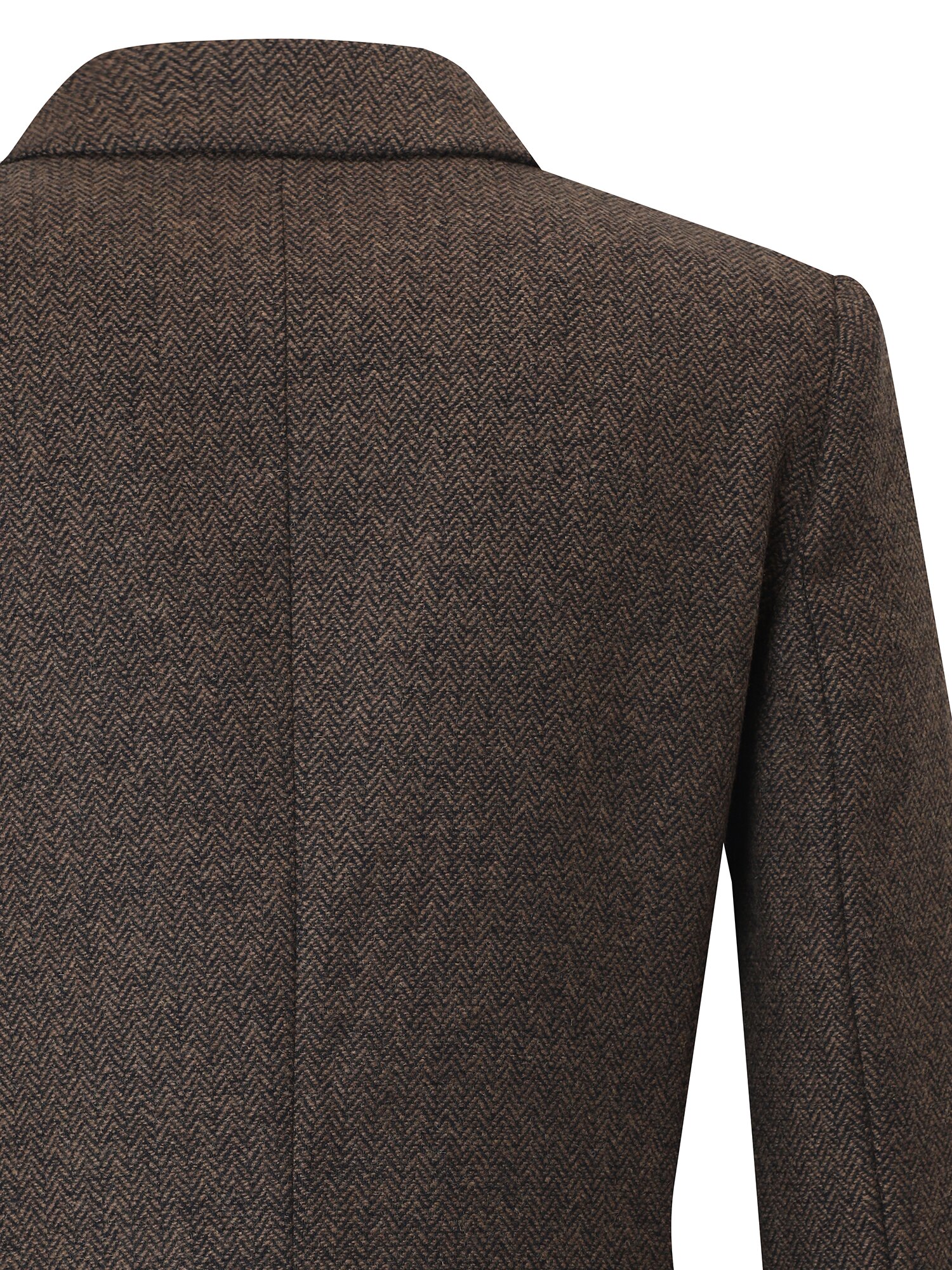 울 블렌드 헤링본 피크드 라펠 셋업 재킷 (MELANGE BROWN)