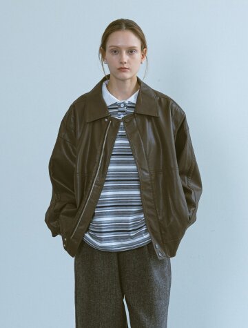 BA_Fall leather jacket_BROWN