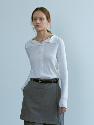 BA_Lapel knit top_WHITE