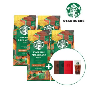 [스타벅스] 홀빈원두 200g 4개 (브렉퍼스트 블렌드) + 스타벅스 아이스컵&노트 증정