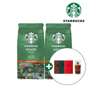 [스타벅스] 분쇄원두 200g 2개 (하우스 블렌드) + 스타벅스 아이스컵&노트 증정