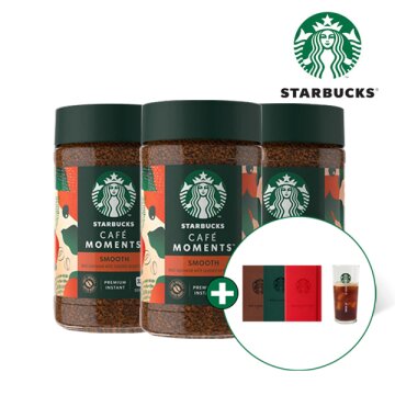 [스타벅스] 카페모먼트 스무스 미디엄 커피 병 (65g X 3개) + 스타벅스 아이스컵&노트 증정
