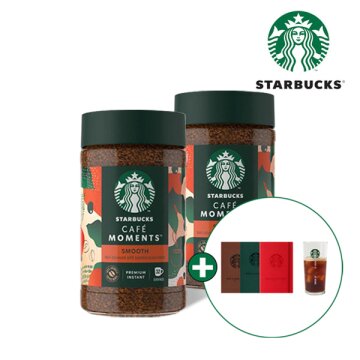 [스타벅스] 카페모먼트 스무스 미디엄 커피 병 (65g X 2개) + 스타벅스 아이스컵&노트 증정