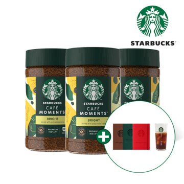 [스타벅스] 카페모먼트 브라이트 블론드 커피 병(65g X 3개) + 스타벅스 아이스컵&노트 증정