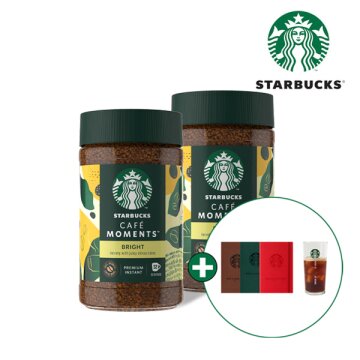 [스타벅스] 카페모먼트 브라이트 블론드 커피 병 (65g X 2개) + 스타벅스 아이스컵&노트 증정