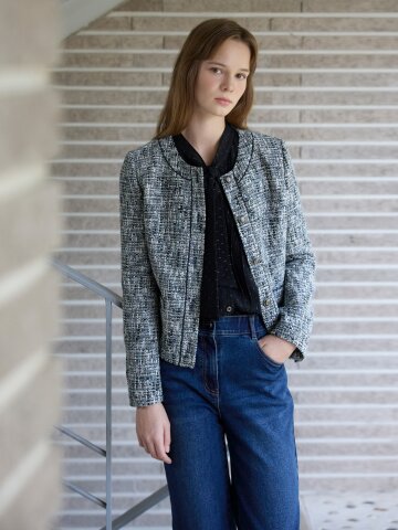 파이핑 디테일 트위드 재킷 