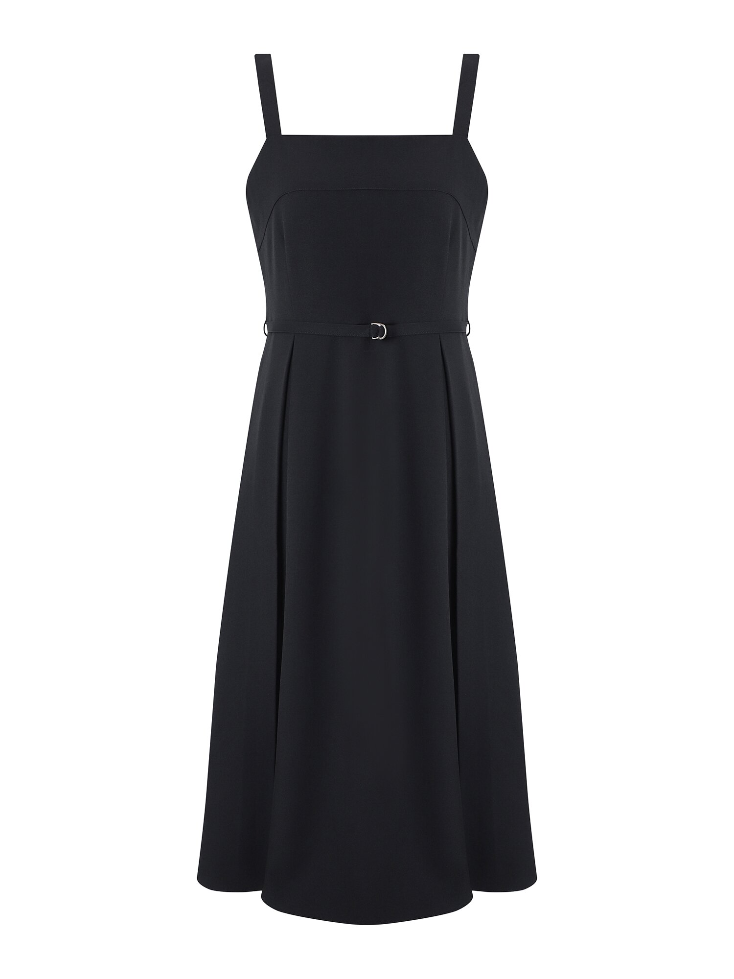 벨티드 플레어 롱 원피스 (BLACK)