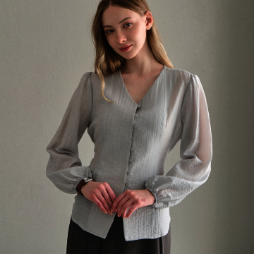 나르 플로우 버튼 블라우스