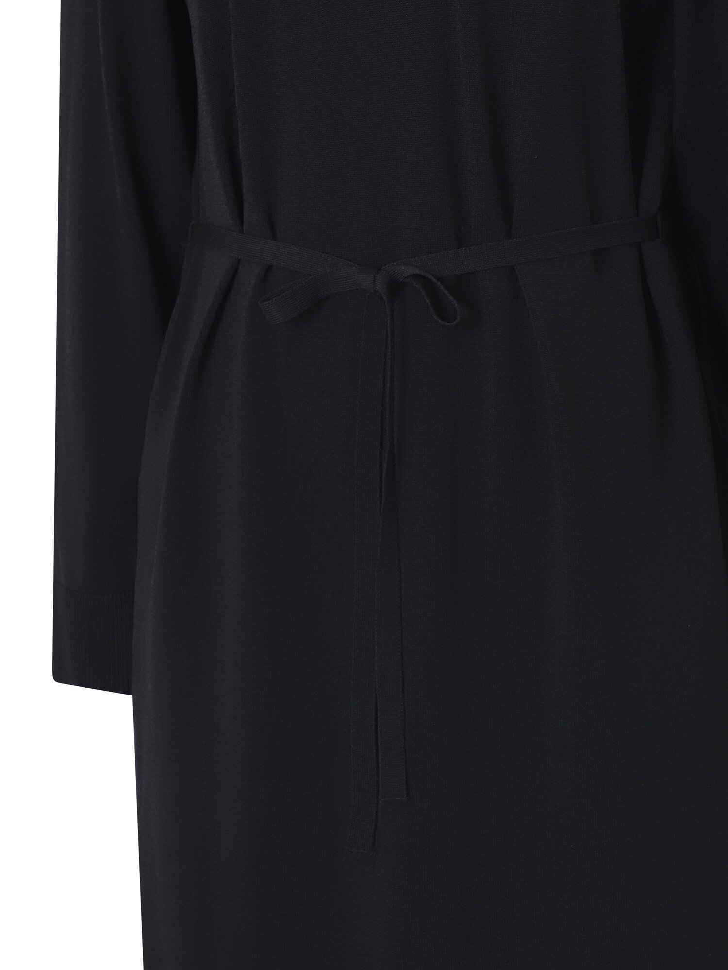 나일론 니트 배색 셔츠 칼라 롱 원피스 (BLACK)