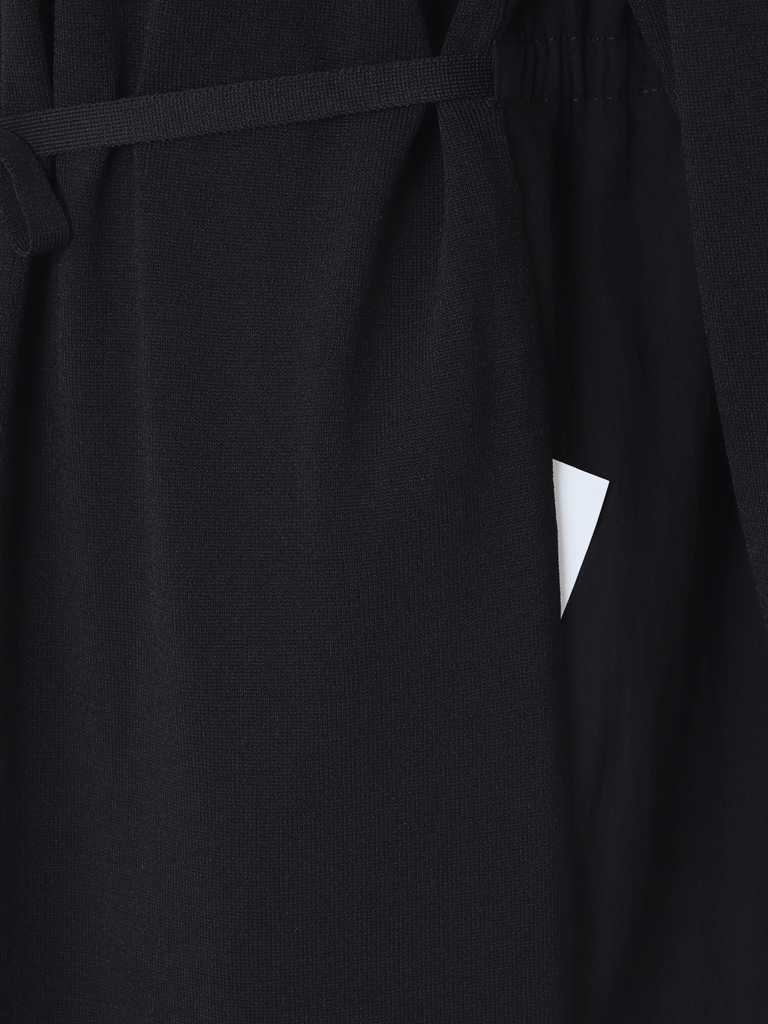 나일론 니트 배색 셔츠 칼라 롱 원피스 (BLACK)