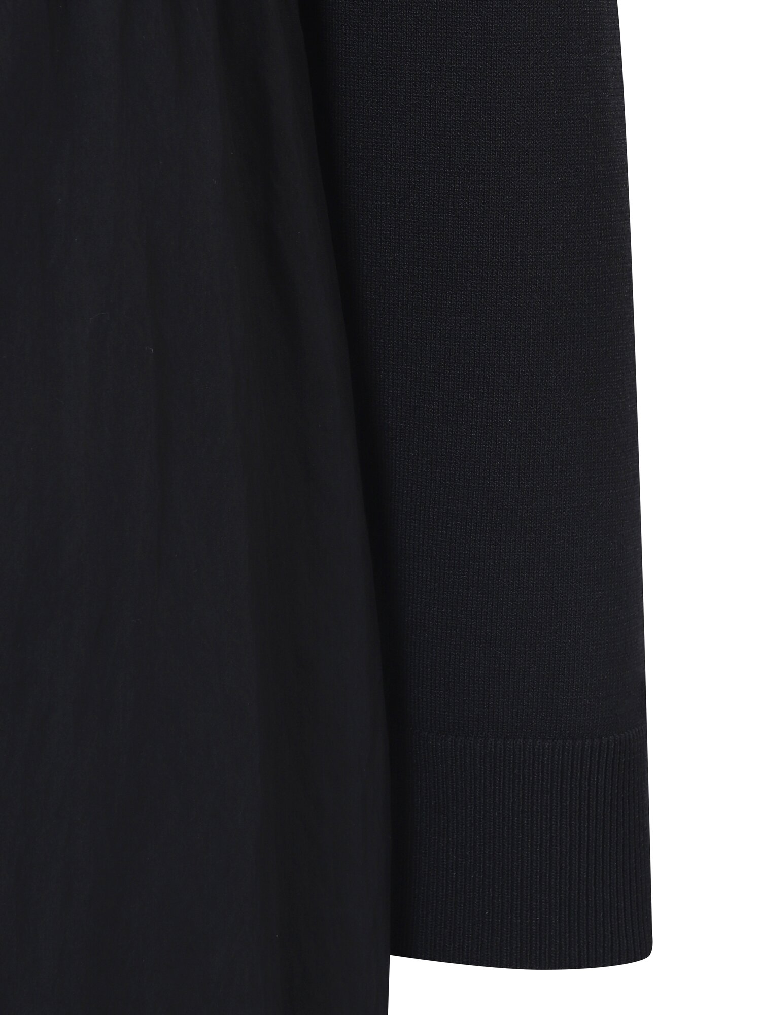 나일론 니트 배색 셔츠 칼라 롱 원피스 (BLACK)