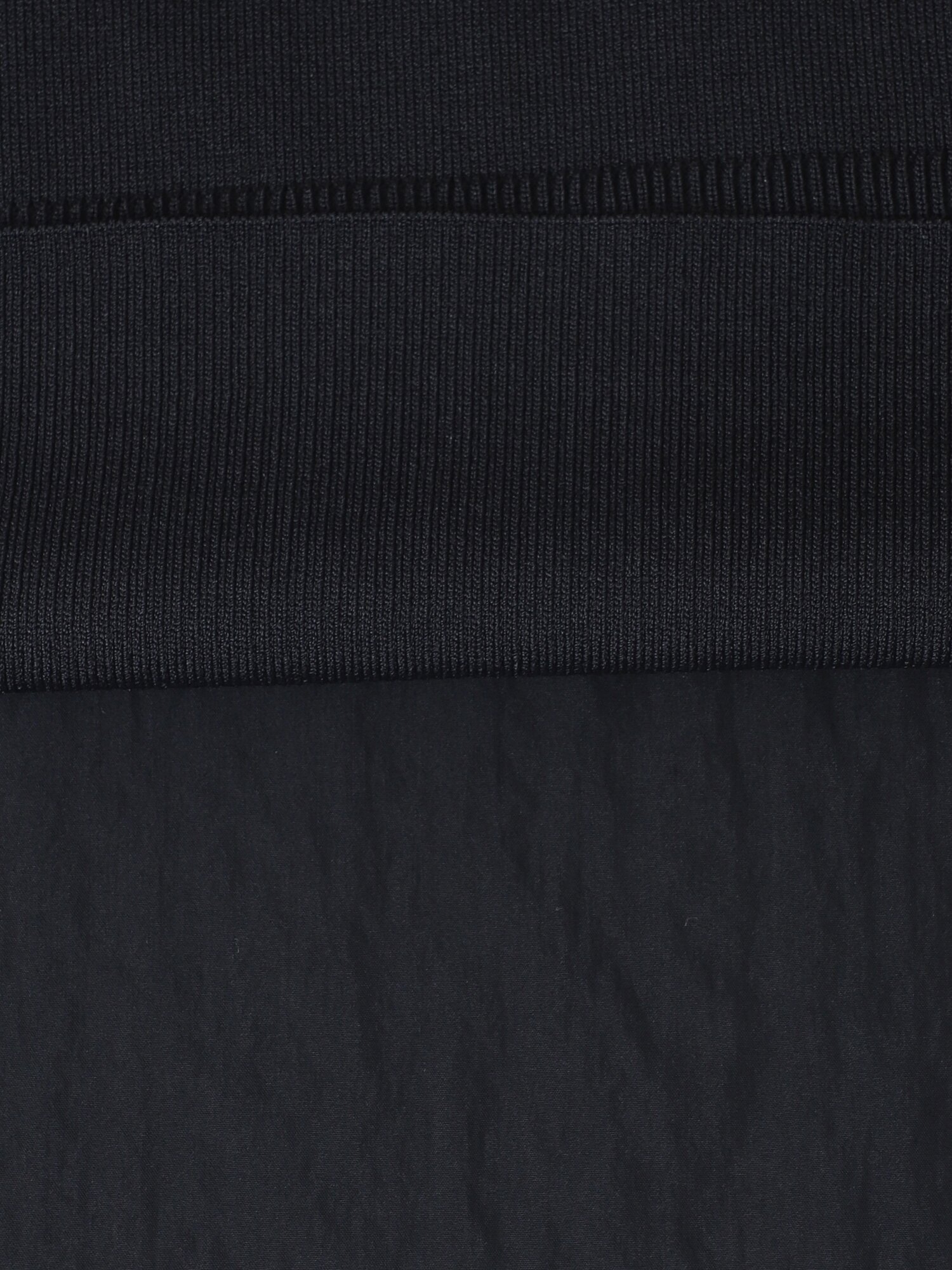 나일론 니트 배색 셔츠 칼라 롱 원피스 (BLACK)