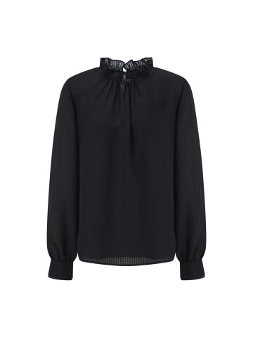 엠보 텍스처 프릴넥 블라우스 