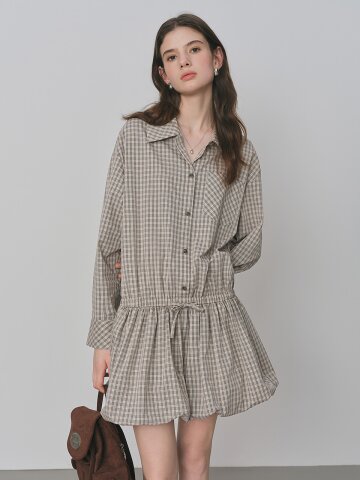 WD_Plaid shirt balloon dress