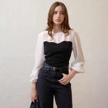 타이 뷔스티에블라우스