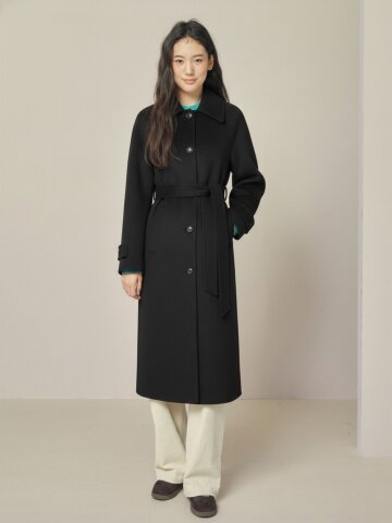 울 블렌드 헤링본 핸드메이드 발마칸 코트 