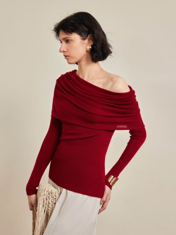 YY_Line neck off-shoulder top_4color