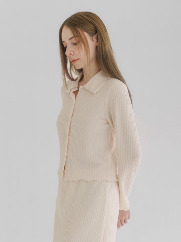 202509 CRINKLE CARDIGAN - CREAM