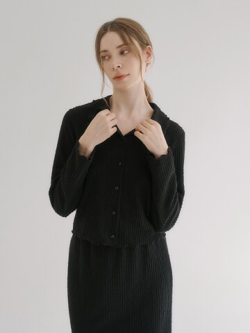 202509 CRINKLE CARDIGAN - BLACK 
 S사이즈 10월 3주차 배송